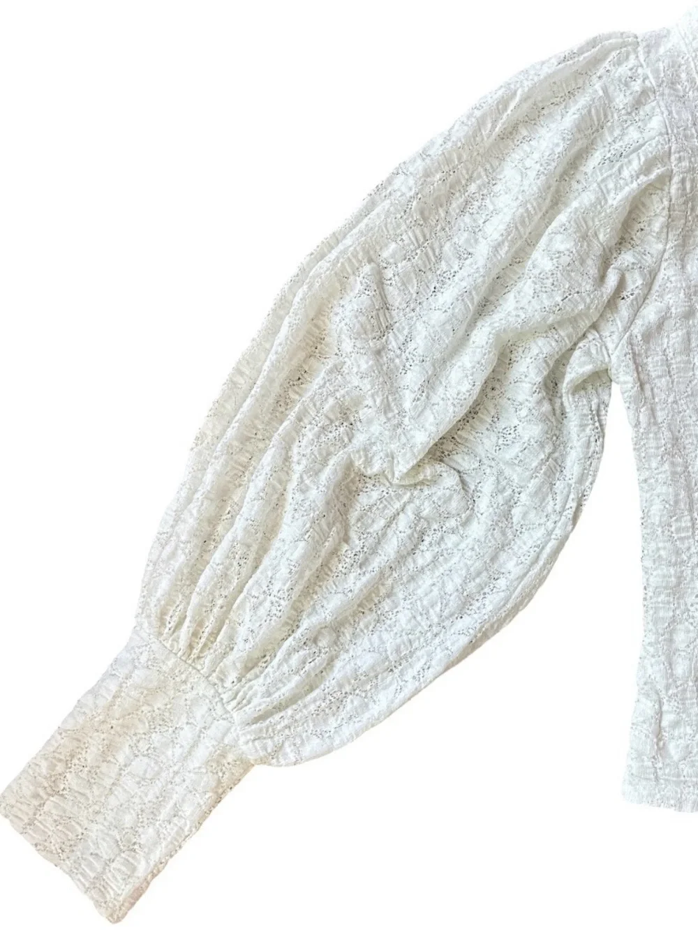 Free People Cream Lace Crochet Long-Sleeve Top